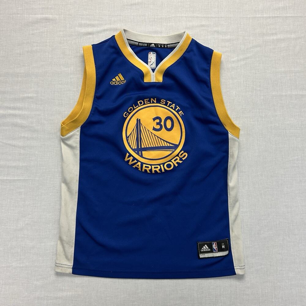 Adidas Golden State Warriors Steph Curry #30 Slate Jersey Blue Boys Medium Youth